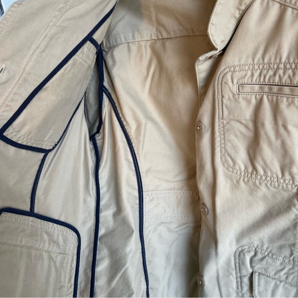 L.L. Bean Women's Beige Fitted Utility Jacket Pima Cotton Coat Medium Blazer - Picture 9 of 12